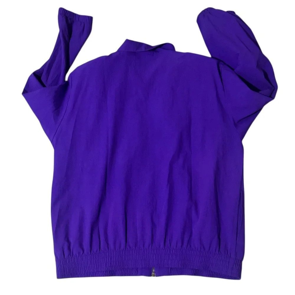 Vintage Teddi Purple Windbreaker Jacket Pleated Chevron Yoke Made in‎ USA Large